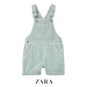 ZARA Kids Sea Green Denim Overalls